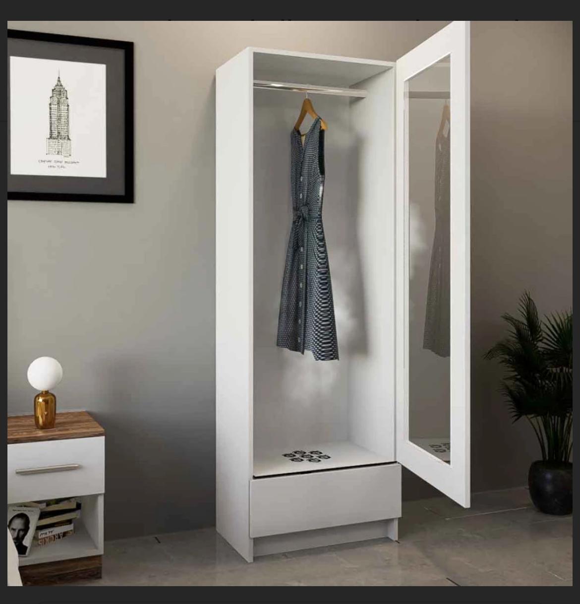 Scratch-Resistant White Wardrobe for Fragrant Clothes