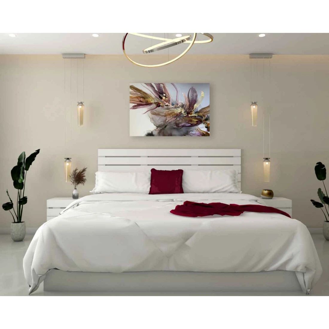 Elegant White Double Bed with Nightstands