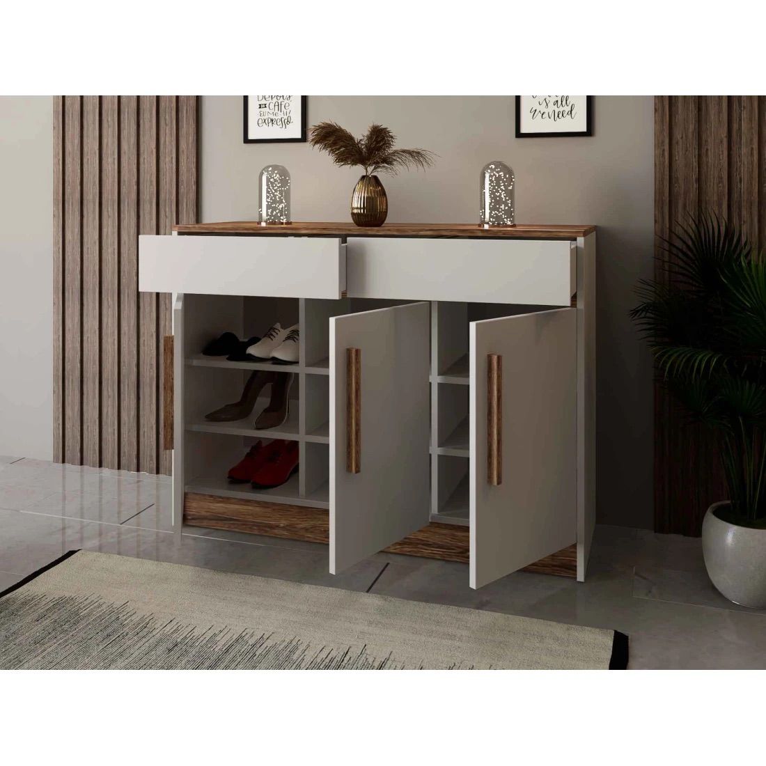 Modern White Shoe Cabinet – Elegant and Practical Storage for Entrances