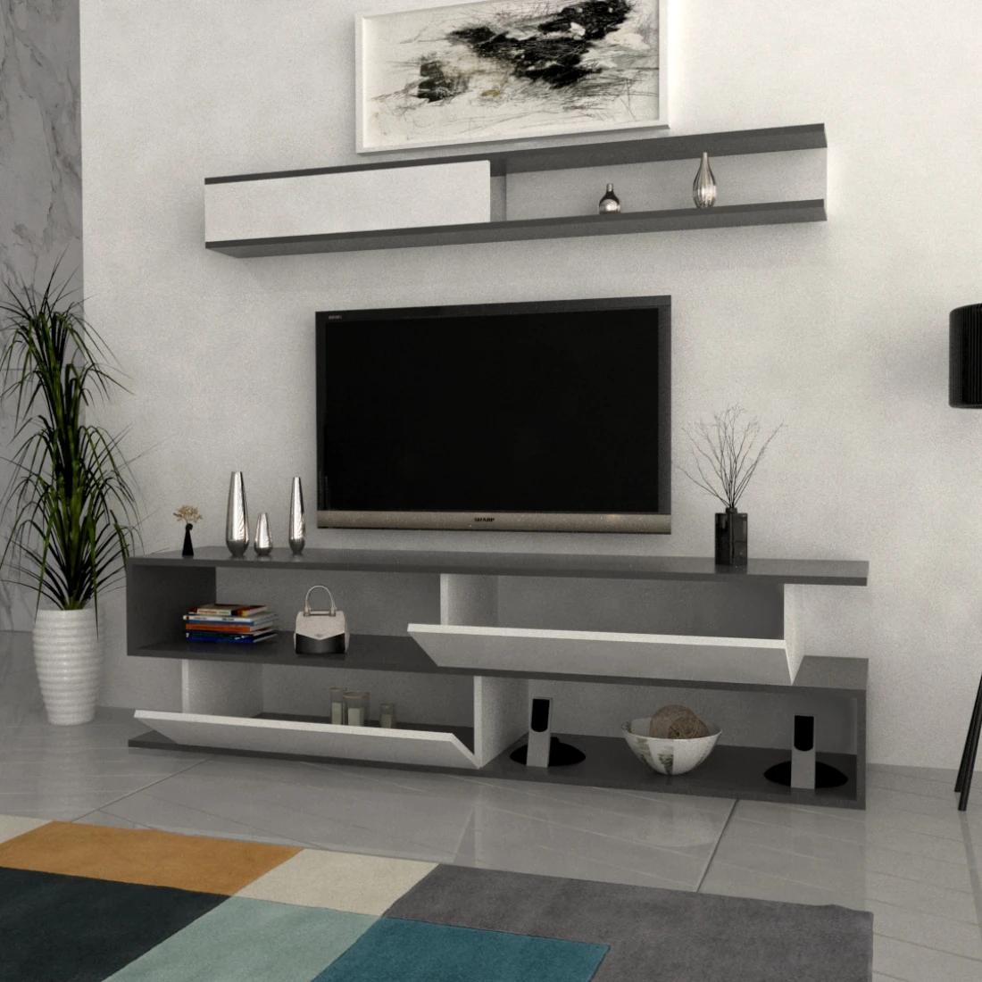 Elegant Wooden TV Table with Upper Shelf