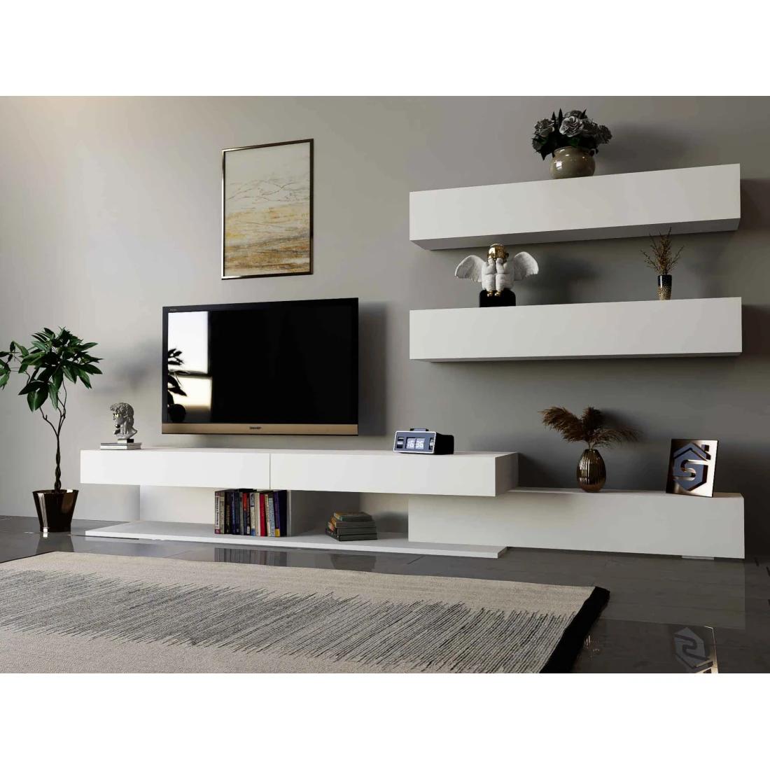 Adjustable Large TV Table in Elegant White