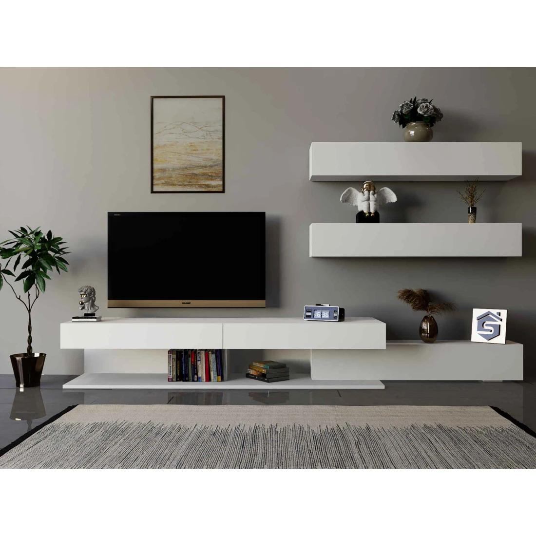 Adjustable Large TV Table in Elegant White