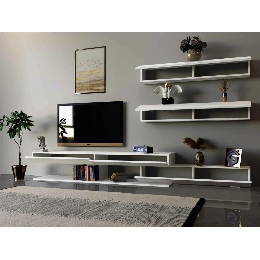 Adjustable Large TV Table in Elegant White