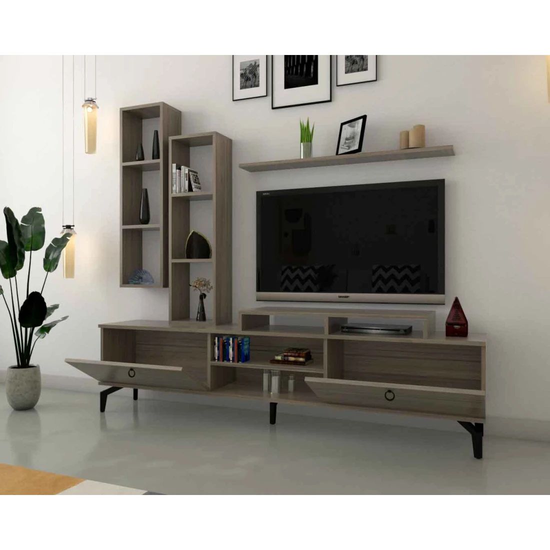 Modern Center Table & TV Set with Sleek Shelving – Contemporary Elegance for Your Living Room