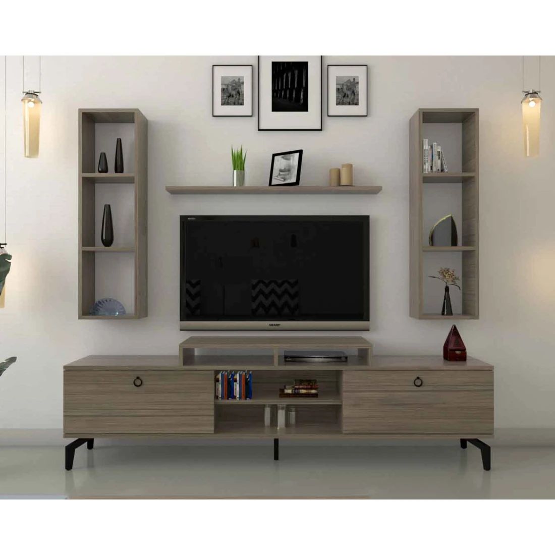 Modern Center Table & TV Set with Sleek Shelving – Contemporary Elegance for Your Living Room