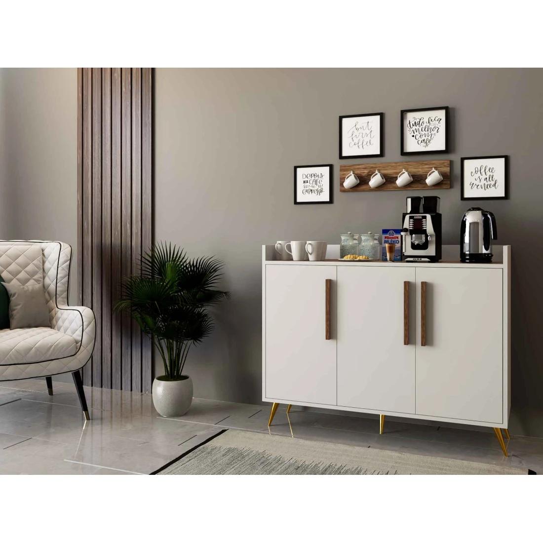 Modern Coffee Corner Cabinet with Shelves and Drawers – Elegant Storage Solution