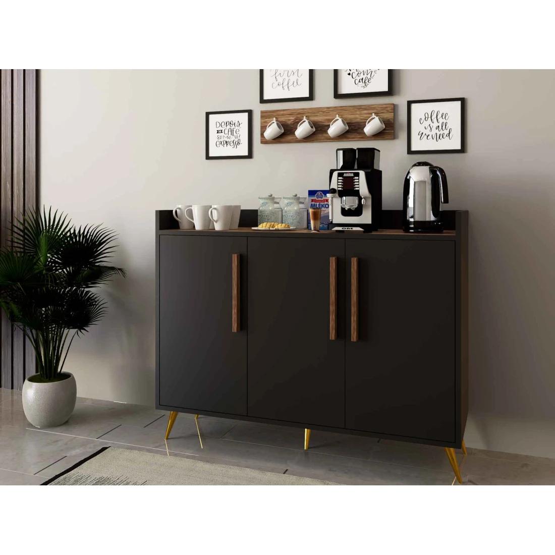 Modern Coffee Corner Cabinet with Shelves and Drawers – Elegant Storage Solution