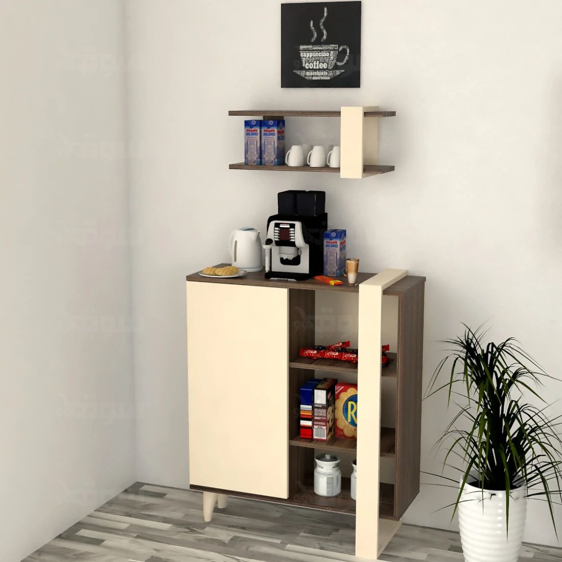 Stylish Corner Coffee Station – Compact Design