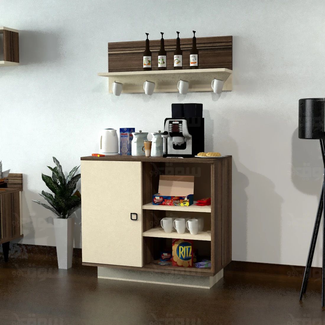 Modern White & Gray Coffee Corner – Multi-Purpose Coffee Station