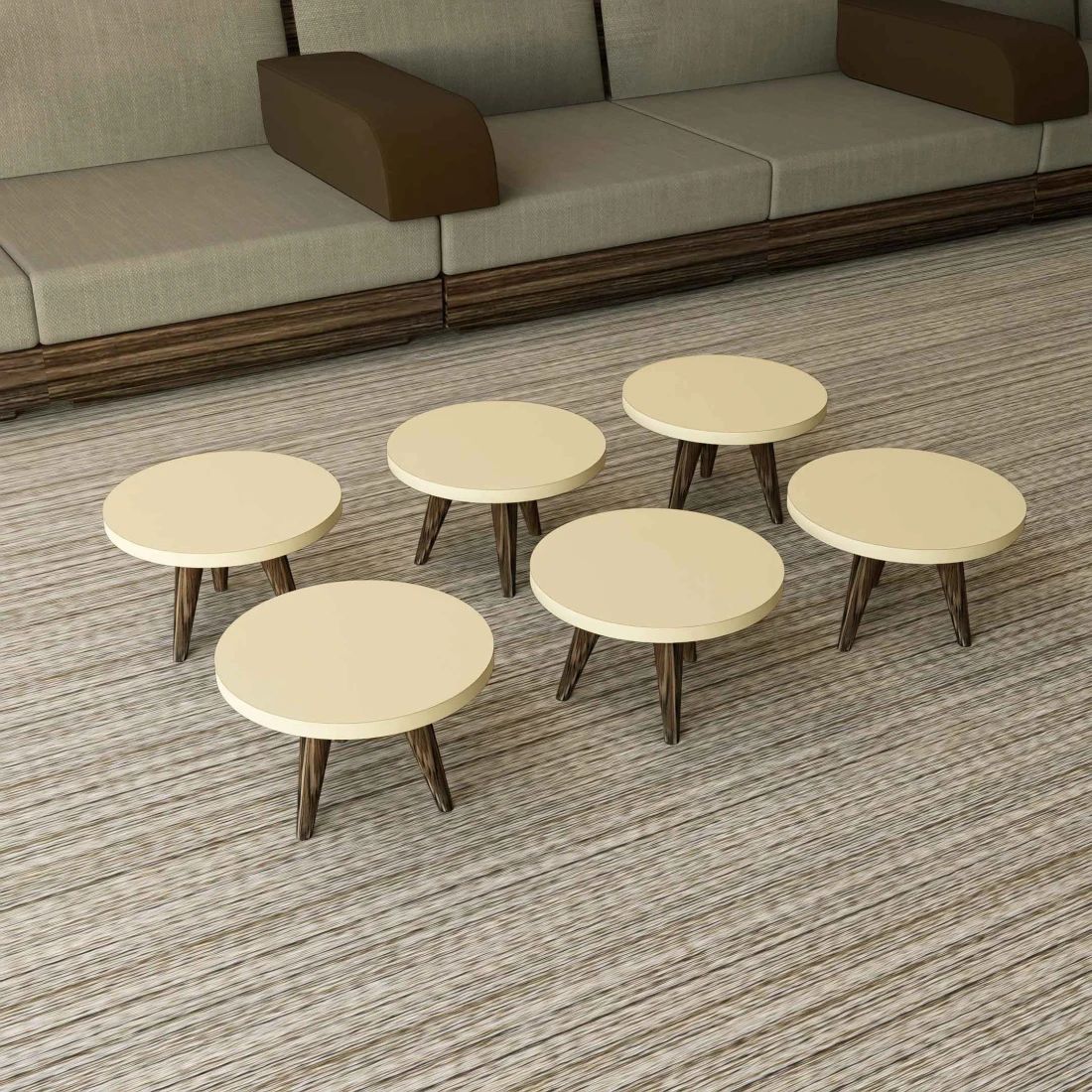 Round Beige Floor Coffee Tables – Perfect for Floor Seating