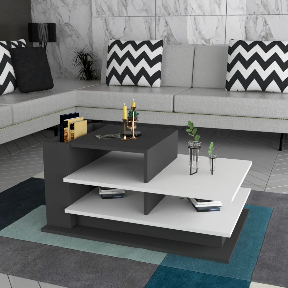 Modern Brown and Beige Center Table - Compact and Functional