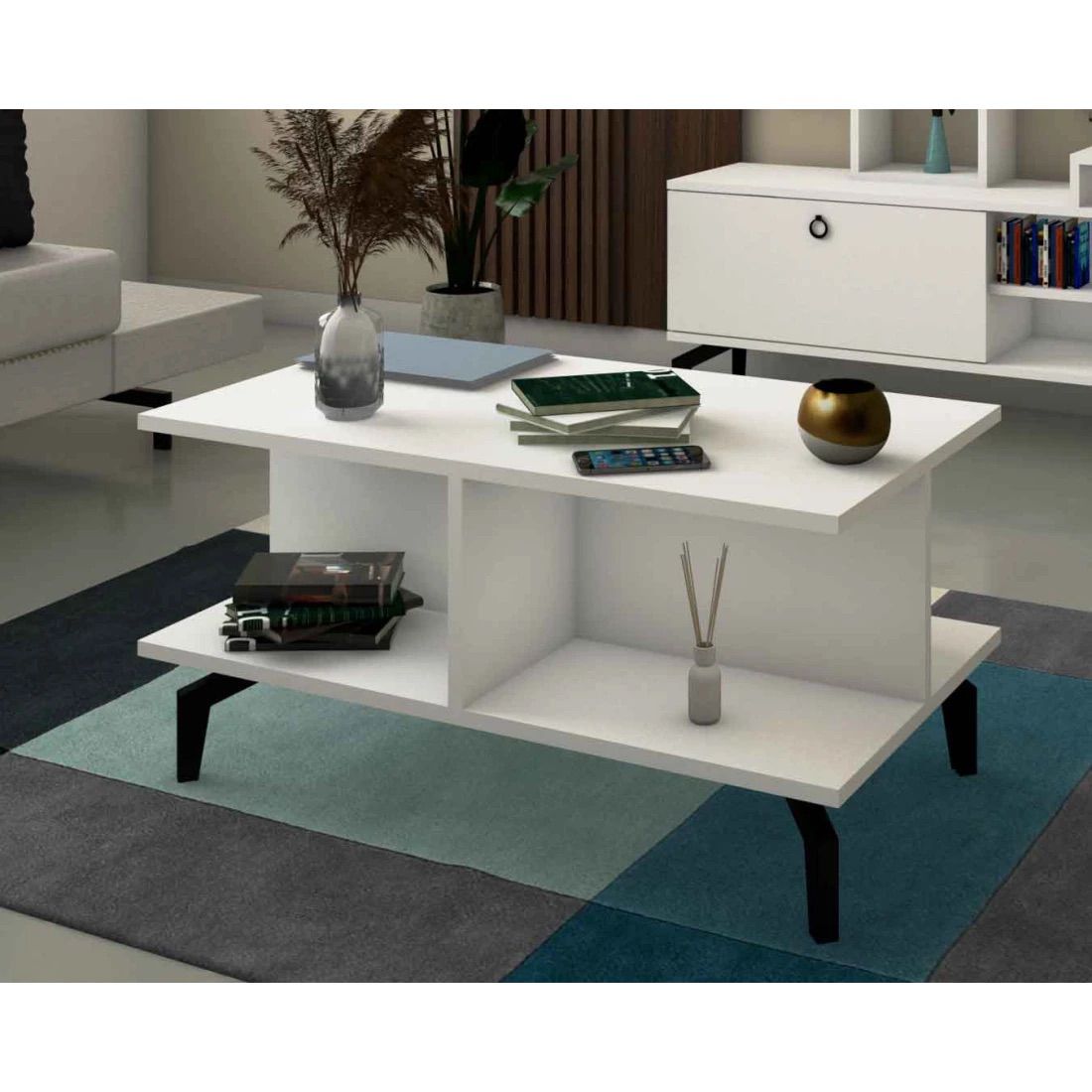 Elegant Brown White Coffee Table - Functional and Aesthetic Design