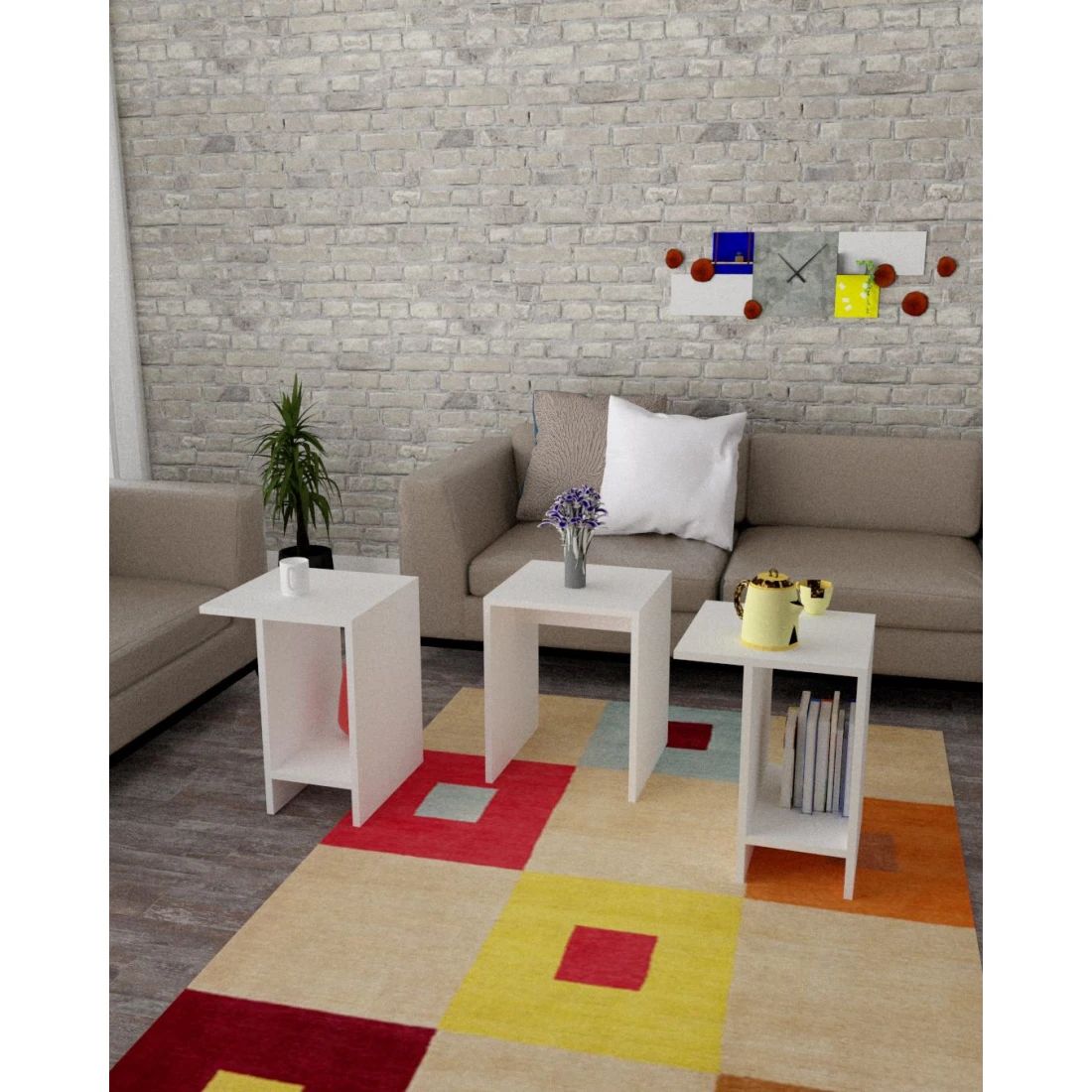 White Center Coffee Table Set – Modern Elegance for Your Living Space