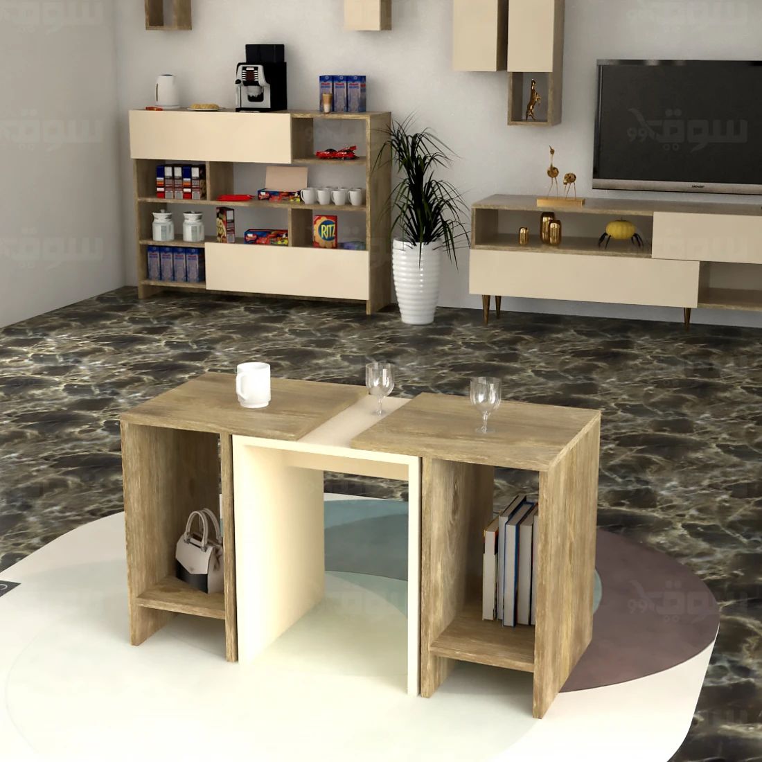 White Center Coffee Table Set – Modern Elegance for Your Living Space